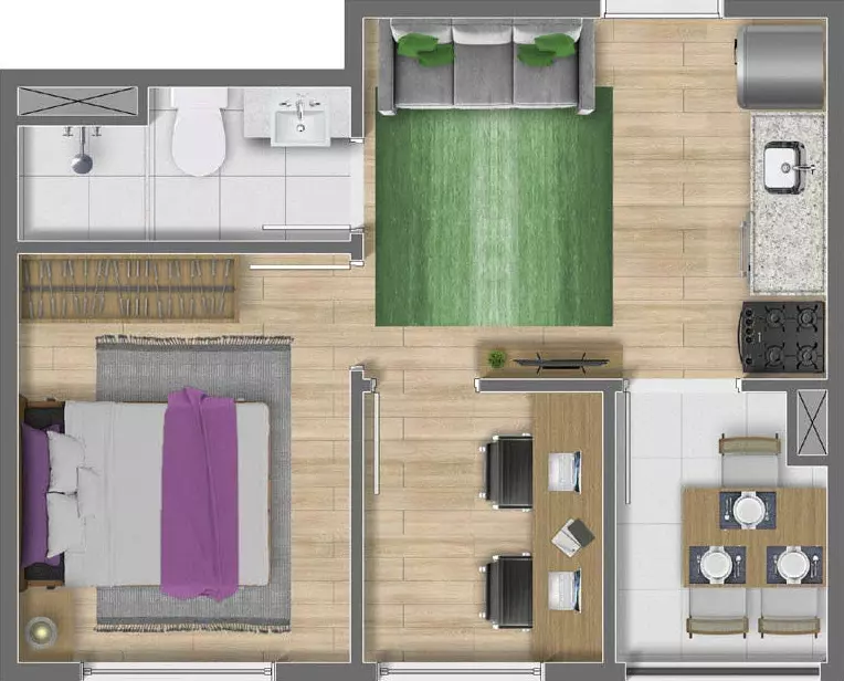 28 Apartamento com 1 dormitório e escritório