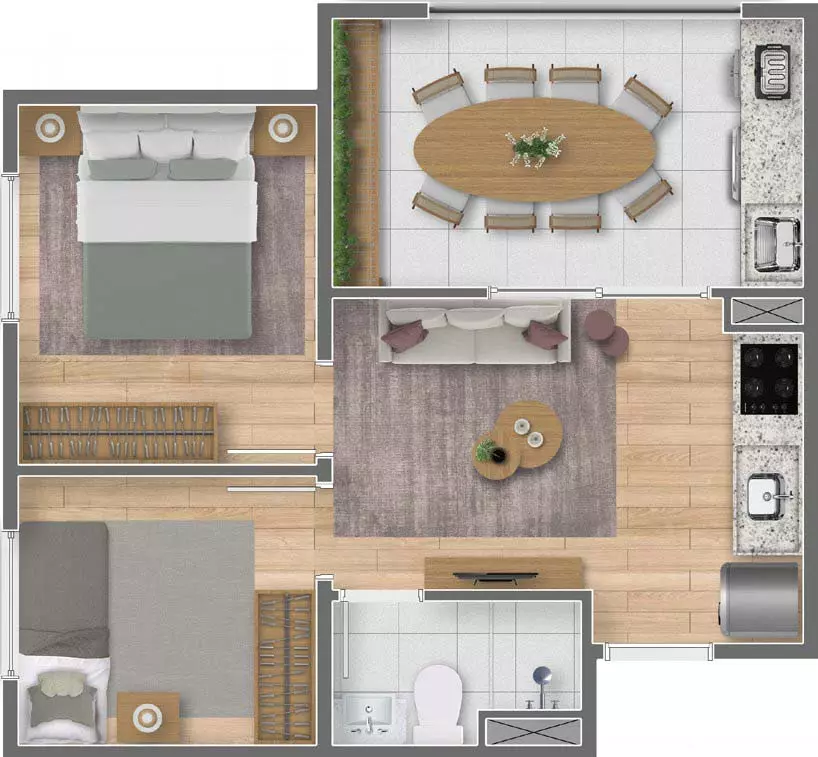 37 Apartamento 2 dorms com varanda gourmet